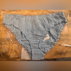 Intimately FP Home Grown Stretch Cotton Eyelet Panties Blue Clear Sky Small